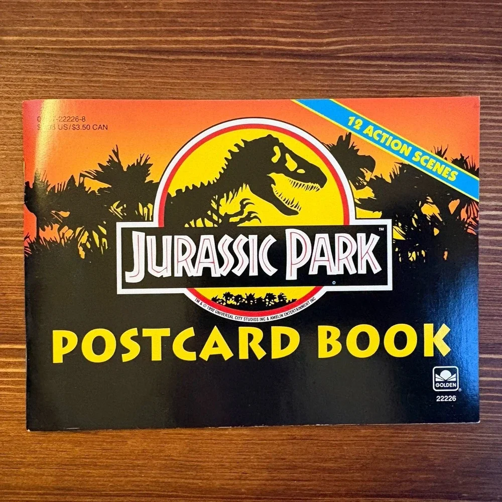 Jurassic Park Postcard Book 12 Action Scenes Golden Set 1993